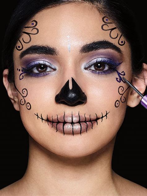 easy sugar skull makeup tutorial|sugar skull makeup color.